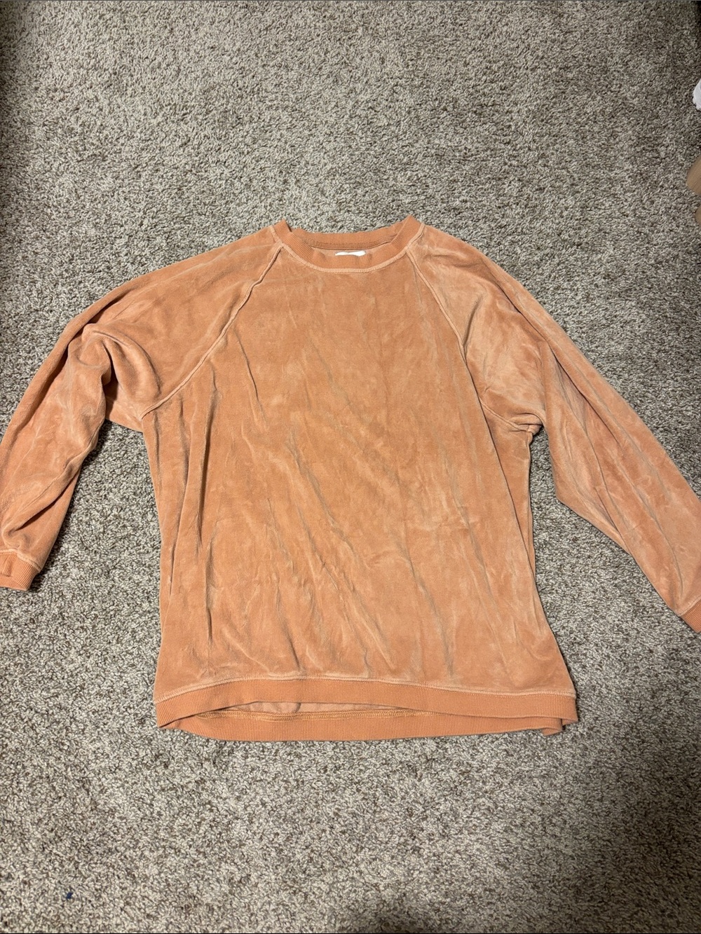 aerie Peach Crewneck Velour Pullover